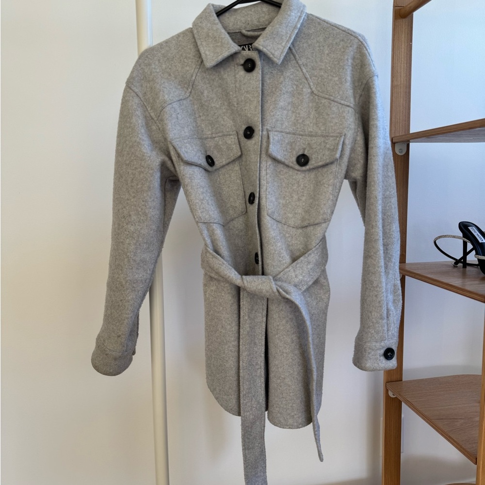 Gray Women's Zara Belted Shacket